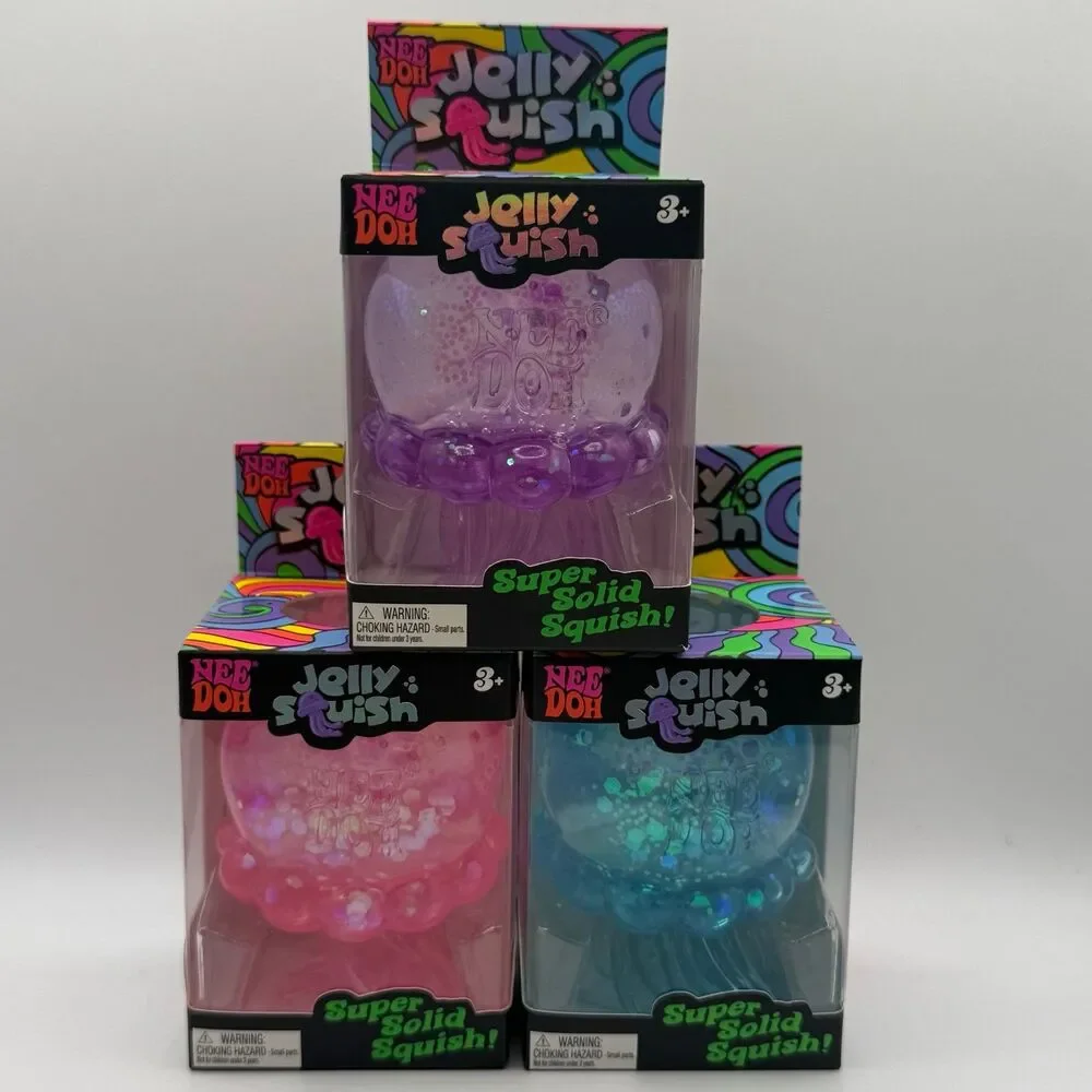 Schylling - NeeDoh Jelly Squish: Solid Squishy Toys (3 Pack) 1 of Each Color
